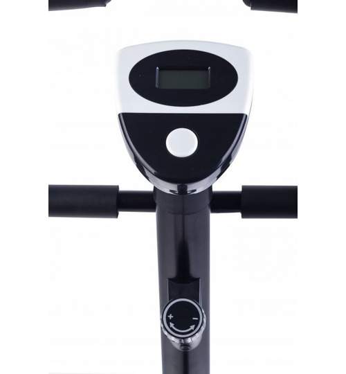 Bicicleta pentru Fitness Reglabila cu Afisaj LCD Diferite Valori, Capacitate 120kg, Culoare Alb/Negru