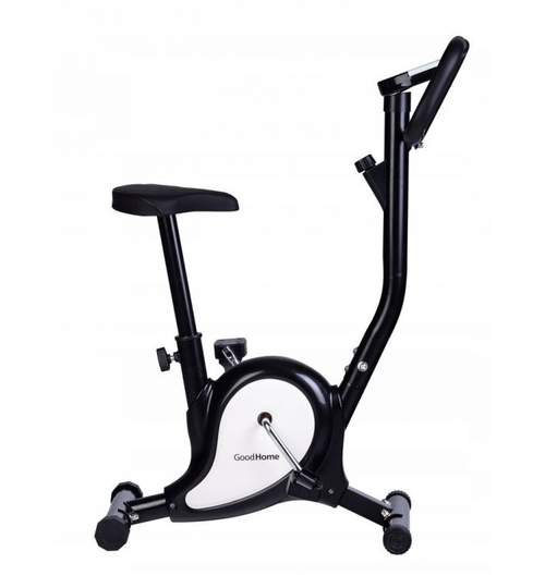 Bicicleta pentru Fitness Reglabila cu Afisaj LCD Diferite Valori, Capacitate 120kg, Culoare Alb/Negru