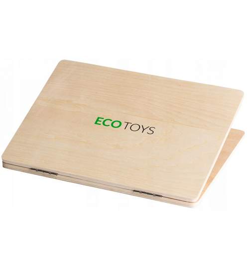 Laptop din lemn pentru copii, cu 78 elemente magnetice