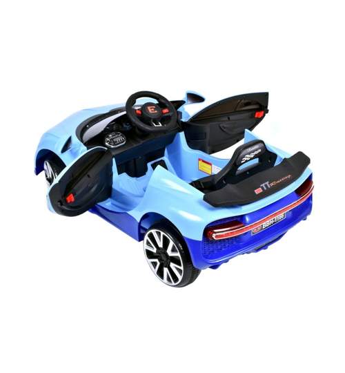 Masinuta electrica pentru copii, cabrio iluminat Led cu telecomanda, panou muzical, MP3, USB, AUX si MicroSD, Culoare Albastru