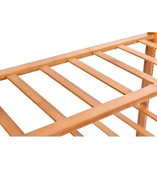 Raft din Bambus pentru depozitare incaltaminte, 9-10 perechi, 3 nivele, dimensiuni 51x68.5 cm