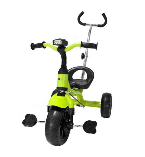 Tricicleta cu Pedale, Maner Parental, Sunete si Lumini pentru Copii, Capacitate 25 kg, Culoare Verde