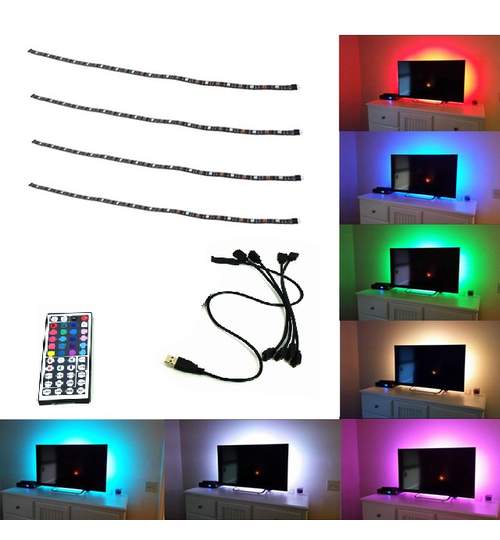 Kit banda LED RGB Lumina ambientala TV,Monitor,Mobilier AMBI44 5V ManiaCars