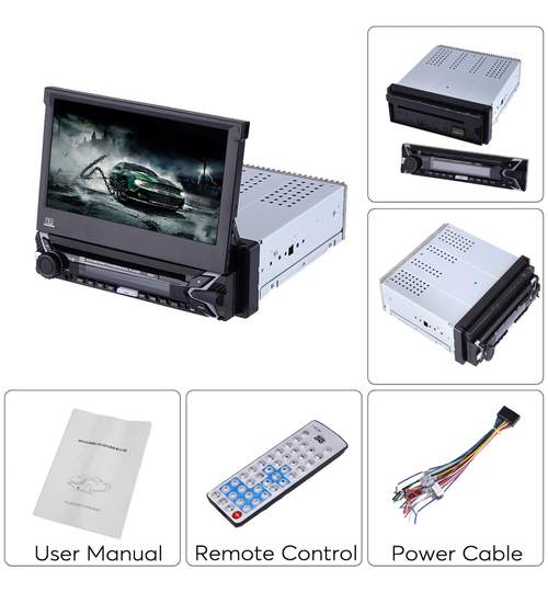 Media Player 7 cu touchscreen DVD, MP3,  MP4, bluetooth, 1DIN, COD:9505 ManiaCars