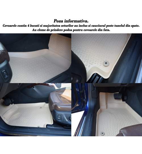 Covoare cauciuc stil tavita BEJ SEAT EXEO 2008-> ( 3D 0004, A10 BEJ ) ManiaCars