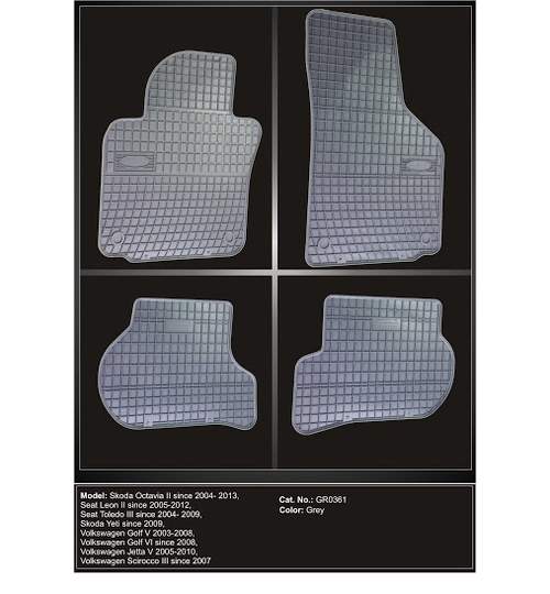 Covoare cauciuc SEAT LEON II 2005-2012 ( GR0361 P60G ) GRI ManiaCars