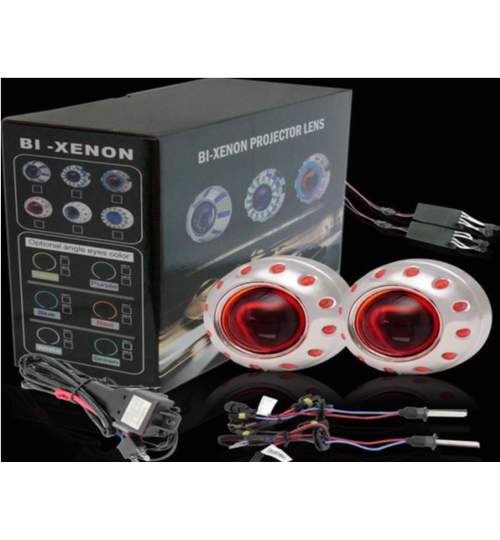 Lupe Bi-xenon Devil Eyes RED 2.5 inch 001R ManiaCars