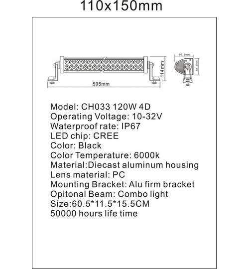 Proiector LED CH033 120W 4D COMBO curbat ManiaCars