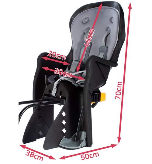 Scaun de Bicicleta MalTrack pentru Copii cu Inclinare Reglabila, Centuri de Siguranta si Suport Picioare, Capacitate 22kg