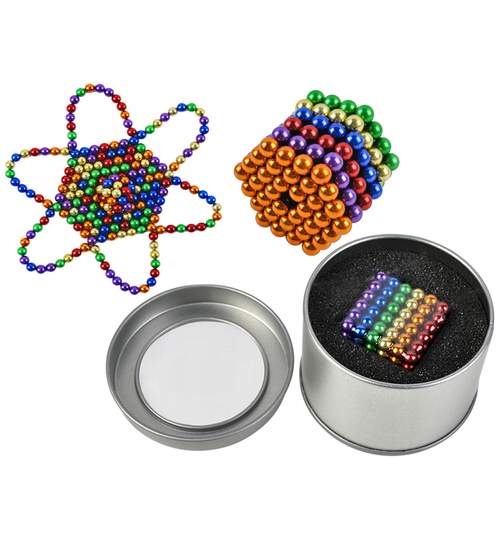 Joc Puzzle Antistres Neocube cu Bile Magnetice Multicolore, Diametrul 5mm, 216 Piese