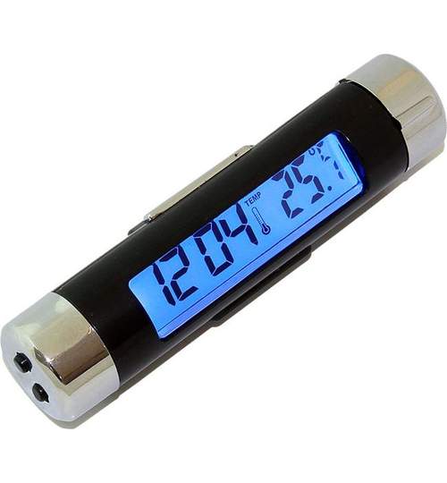 Termometru si Ceas Electronic pentru Masina cu Afisaj LCD