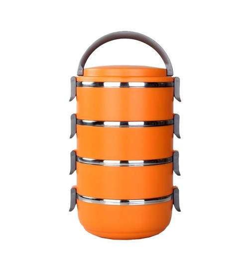 Caserola Termica Lunch Box pentru Mancare, Capacitate 2,1L, Mentine Mancarea Calda, culoare portocaliu