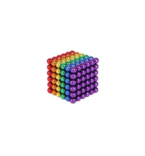 Joc Puzzle Antistres NeoCube cu Bile Magnetice 216 Bucati, Diametru Bile 5mm, multicolor