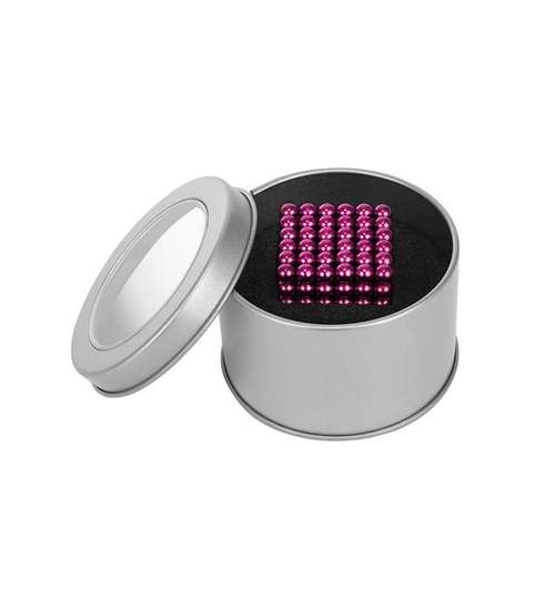 Joc Puzzle Antistres NeoCube cu Bile Magnetice 216 Bucati, Diametru Bile 5mm, roz