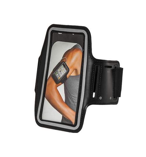 Husa universala protectie telefon, cu buzunar pentru chei, montare pe brat, culoare negru