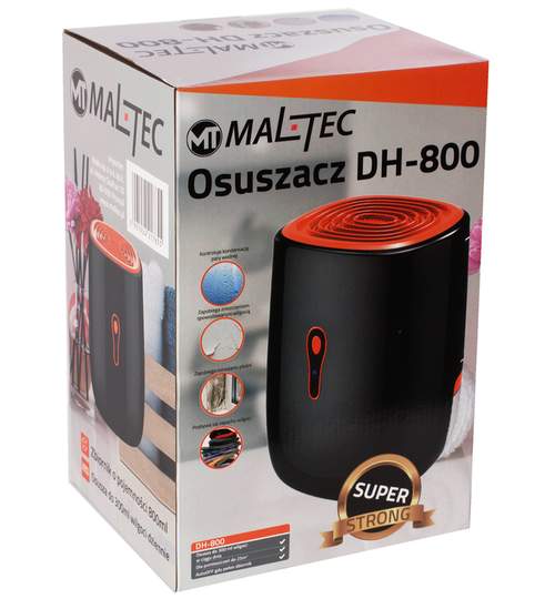 Dezumidificator Electric MalTec DH-800 cu Functie de Uscare Haine, Anti-Mucegai, Super Strong, Randament 300ml/zi, Rezervor 0,8L, Putere 22W