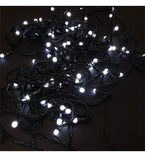 Instalatie de Craciun pentru brad, lungime 10 m, 100 becuri LED culoare alb, 8 moduri de iluminare