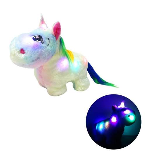 Unicorn din plus iluminat LED, 30x26cm, roz