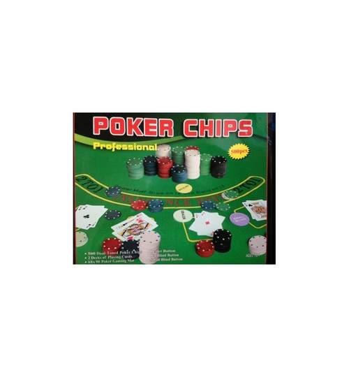 Joc de Poker cu 500 Jetoane in cutie metalica si accesorii joc