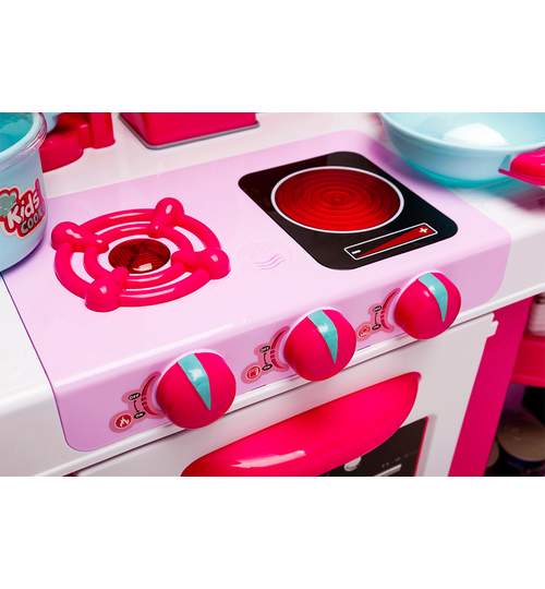 Bucatarie interactiva pentru copii, cu accesorii, 40 piese, roz