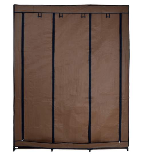 Dulap din material textil Mira pentru depozitare incaltaminte, imbracaminte sau accesorii, cadru metalic, 10 rafturi, culoare Maro Inchis