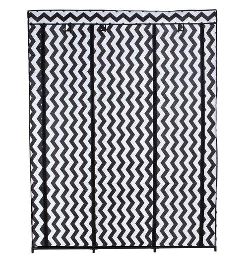 Dulap din material textil Mira pentru depozitare incaltaminte, imbracaminte sau accesorii, cadru metalic, 10 rafturi, culoare Zebra