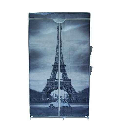 Dulap din material textil model Paris, pentru depozitare incaltaminte, imbracaminte sau accesorii, cadru metalic, 6 rafturi
