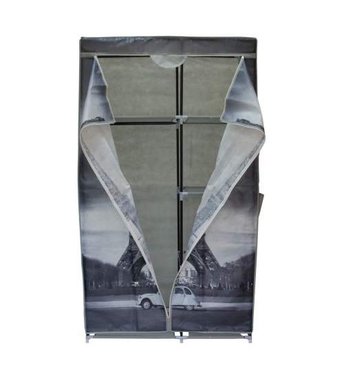 Dulap din material textil model Paris, pentru depozitare incaltaminte, imbracaminte sau accesorii, cadru metalic, 6 rafturi