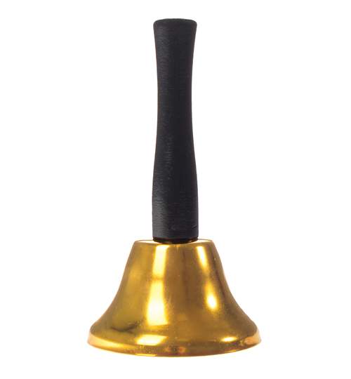 Clopotel auriu metalic, cu maner din lemn, 12cm