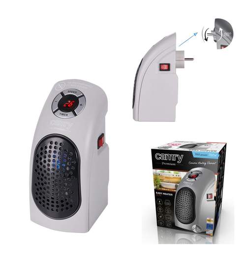 Mini Aeroterma electrica de perete Camry, 700W, 2 trepte de incalzire, incalzitor din ceramica, display LED, termostat