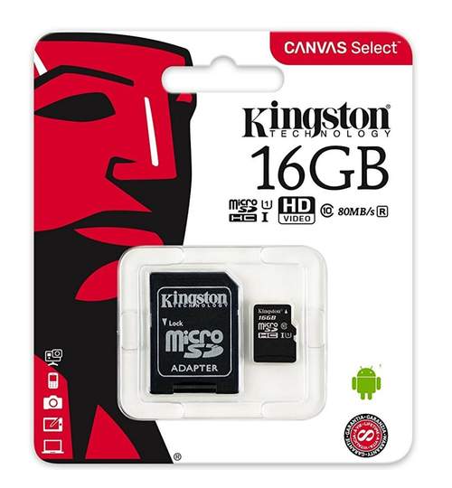 Card MicroSD Kingston 16gb cu adaptor SD Mall