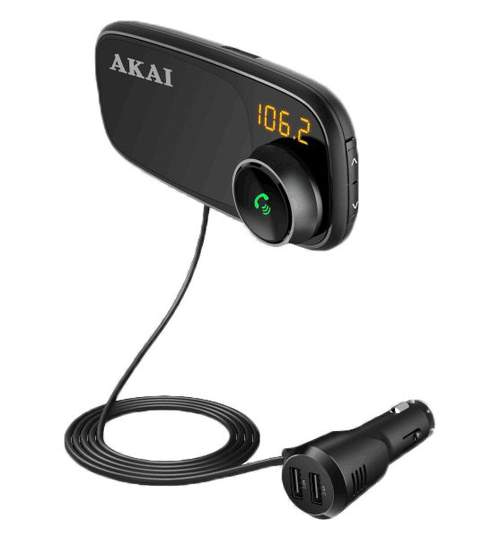 Modulator FM Akai FMT-16BT, Bluetooth, USB, Micro SD card reader, functie incarcator telefon, suport magnetic pentru telefon, afisaj LED Mall
