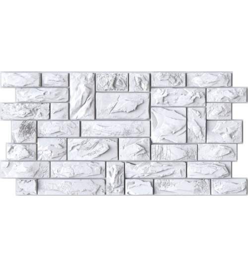 Faianta Decorativa 3D - White Stone Cut, 98 cm x 49 cm ManiaStiker