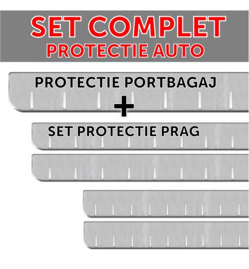 Set protectie portbagaj + protectii praguri (crom + aluminiu texturat) ManiaStiker