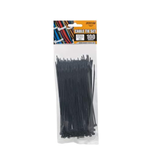 Coliere de plastic 150x2,5mm , fasete 100 buc, culoare negru Kft Auto