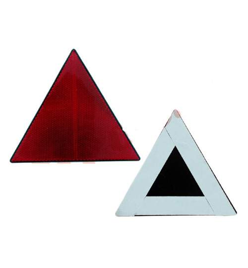 Triunghi reflectorizant BestAutoVest omologat ECE, H 140mm, fixare cu banda dublu adeziva, culoare rosu Kft Auto