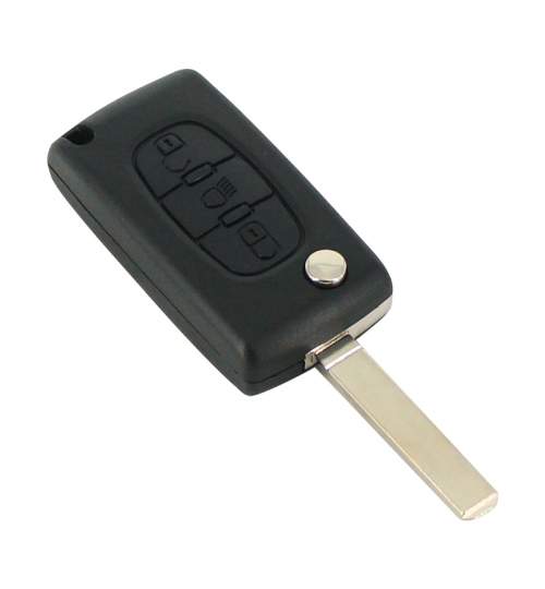Carcasa cheie tip briceag Peugeot 307, 3 butoane, lama VA2-SH3 Light, cu suport baterie Kft Auto