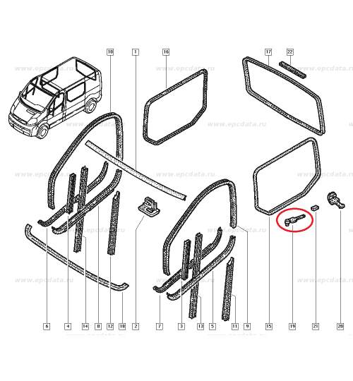 Garnitura cheder geam Renault Trafic 2, Modus, 8200024530 Kft Auto