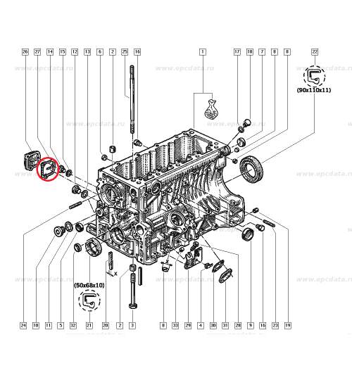 Garnitura etansare motor Renault R21, produs original 7700854393 Kft Auto