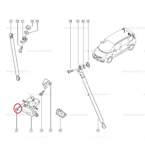 Surub mecanism inchidere usa batanta, hayon Renault Koleos , Dacia Dokker , Renault Fluence, 7703008155 Kft Auto