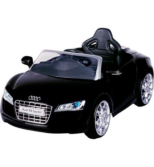 Masinuta electrica cu telecomanda Audi R8 Spyder cu MP3 si Remote Control, Black, acumulator 6V , viteza max 3 km/h Kft Auto