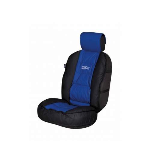 Husa scaun auto Race Sport albastru cu suport lombar pentru scaunele din fata , 1 buc. Kft Auto
