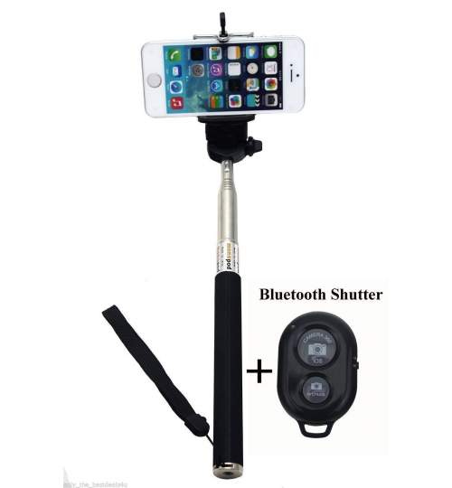 Selfie stick, cu telecomanda Bluetooth ?, cu suport telefon 50mm-80mm, extensibil pana la 1 metru Kft Auto