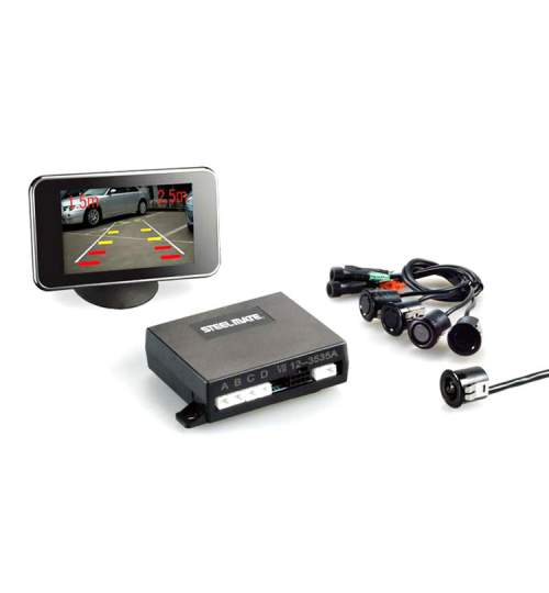 Senzori parcare spate SteelMate cu camera video 4 senzori + camera in bara + display TFT Kft Auto