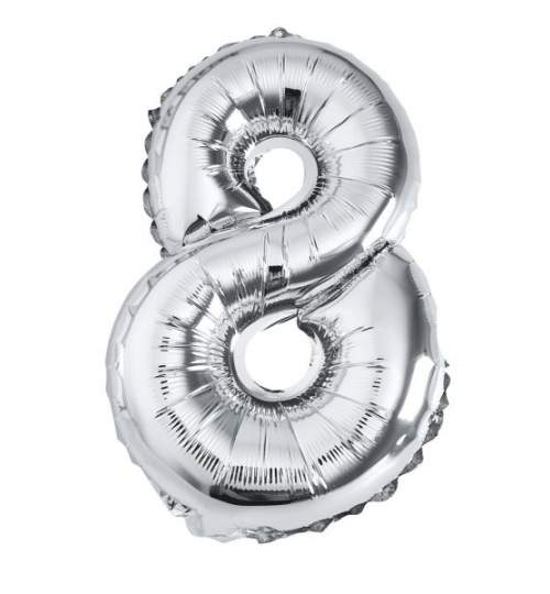 Balon din folie metalizata argintie, Cifra 8 ManiaMagic