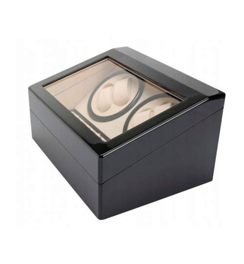 Cutie neagra rotire 4 ceasuri automate + 6 spatii pentru ceasuri, piele ecologica, premiul