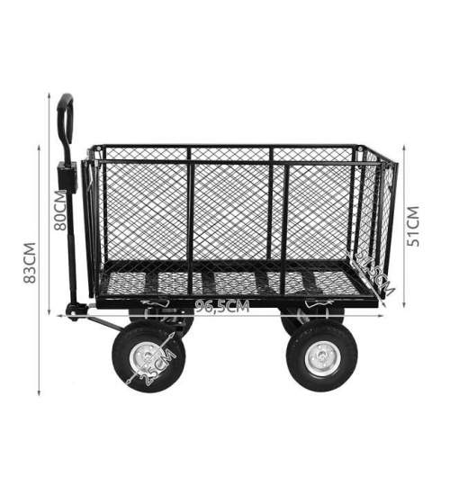 Carucior Metalic Transport Manual pentru Curte sau Gradina cu Husa Detasabila, Capacitate 600kg