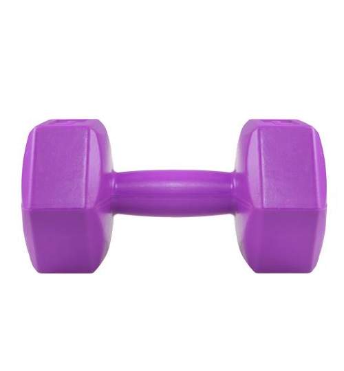 Set 2 Gantere fitness din cauciuc, 2x 2 kg, culoare violet