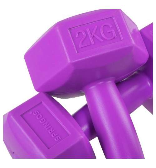 Set 2 Gantere fitness din cauciuc, 2x 2 kg, culoare violet
