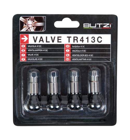 Set 4 valve cromate pentru jante auto